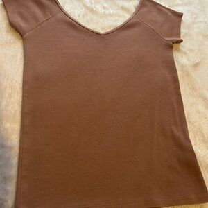 American Eagle Outfitters Brown Short Sleeve V-Neck Top